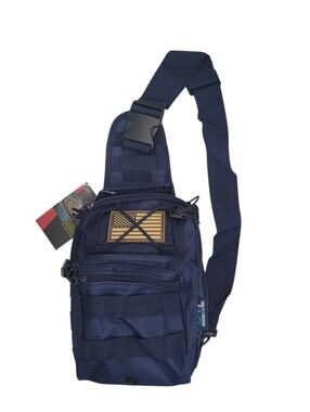NEW! Navy Blue Tactical Sling /Crossbody Bag with American Flag Patch